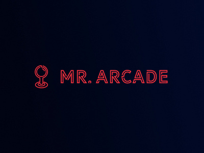 Mr. Arcade arcade icon joystick line logo neon