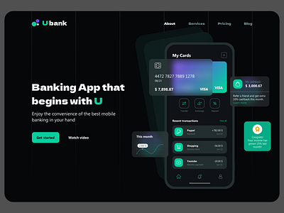 U Bank - Mobile banking app app ui bank banking finance finance app financial fintech mobile app mobile ui money typography ui ux