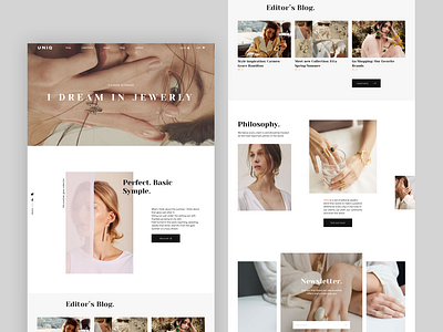 UNIQ branding e commerce interface jewelry typography ui ux web website