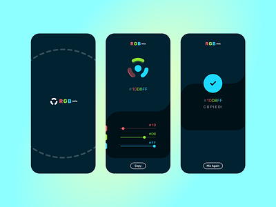 RGB mix animation app blue color conceptual design green hue logo mobile product design prototype red transition turquoise ui ux video