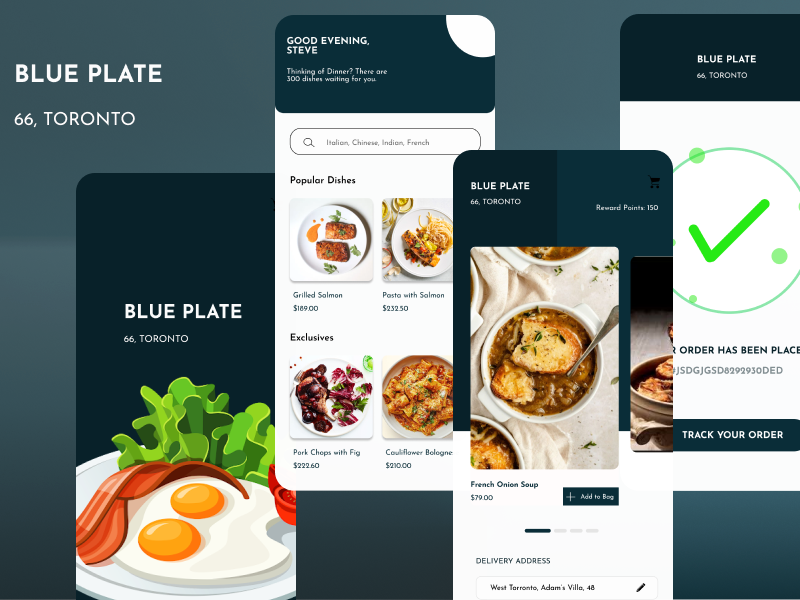 Fancy Restaurant UI BLUE PLATE Mobile App UI by Md. Rifat Kamal on