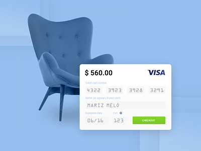 Day 2 - Credit Card Checkout 002 chair checkout credit card creditcard dailyui furniture ui