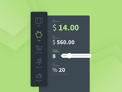 Day 4 - Calculator 004 calc calculator dailyui groceries tips weather workout