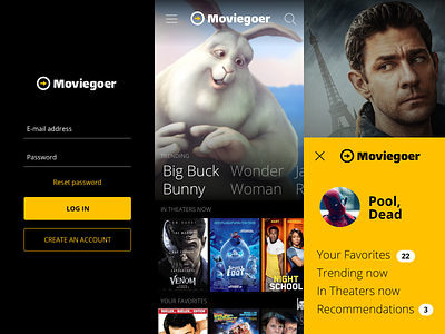 Moviegoer App app concept mobile movie app moviegoer movies principleapp prototype ui ux