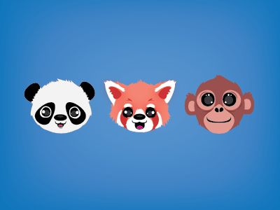 Cute Animal set WIP animals cute free icon set illustrator monkey panda red fox vector