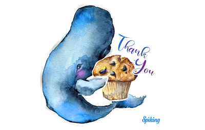 Whale Thank You from Telegram Sticker Set art cake graphic design illustration muffin sticker sticker set telegram thank you watercolor whale