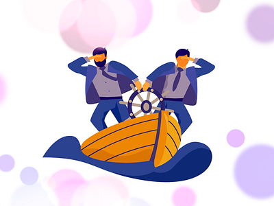 Partnerships illustration app appdesign boat businesapp business businessman friends illustration mobile native partnership saas wave