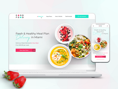 Landing page for Healthy Food Delivery Service design figma food food delivery graphic design illustration landing page ui ui design ux ux design