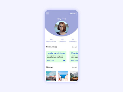 User profile travel blog | Daily UI 006 app dailyui design explore ui