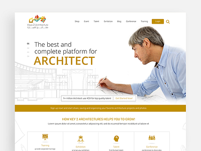 Complete platform for Architect | Landing page architecture building community design event sketch social training ui ux website