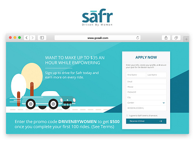 Safr | Promotion landing page cars landing page lyft progressive page promotion safr taxi uber website