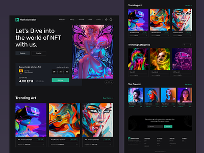 NFT Marketplace Landing Page crypto crypto art gallery crypto currency crypto exchange crypto marketplace crypto website cryptoart cryptocurrency trading cryptocurrency web cryptocurrency website landing page marketplace nft nft art nft marketplace nft marketplace website nft online platforms nfts online nft marketplace web design