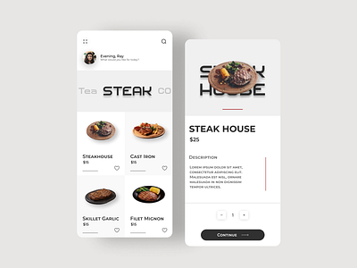 Steak App - UI Design graphic design logo ui ui ux ui ux design user interface ux design