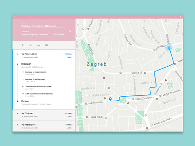 UI challenge: Directions Module aplication app design direction map module pastel popup ui web website