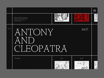 Shakespeare Illustration Screens art direction design layout minimal typography ui web website