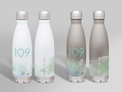 1O9 Water Bottle Designs bottle branding color design identity logo packaging product water