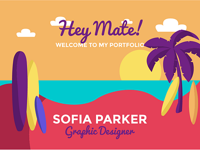 Portfolio Introduction Vector Design beach bright colorful graphic design introduction lively portfolio surf vector vibrant webdesign website
