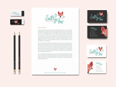 Saltyfox Brand Identity brand id business card flat fox fun graphic design letterhead logotype simple vector