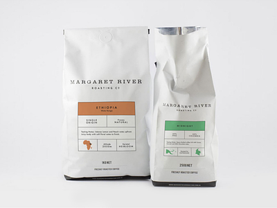 Margaret River Roasting Co. Package Desgisn coffee label minimalistic package print product design simple sticker