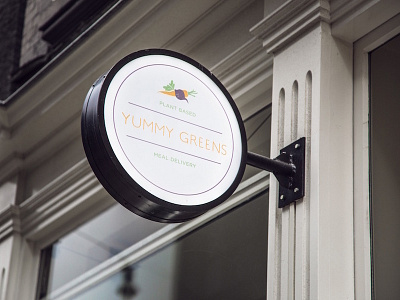 Yummy Greens Logo - Streetsign art branding colorful flat hipster industrial logo logotype outline print simple