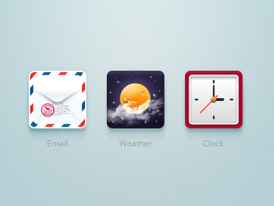 Icons alarm clock cloud email gradient ios iphone mail sun weather