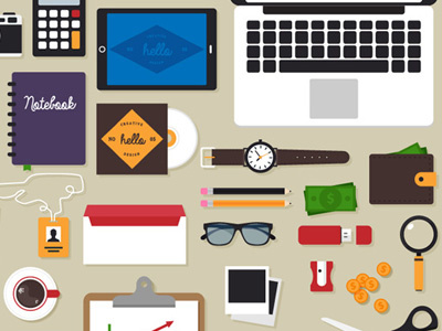 Flat Workspace Tools Vector