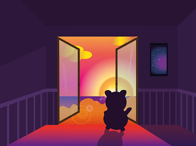 it's me cute hobby illustration sunset