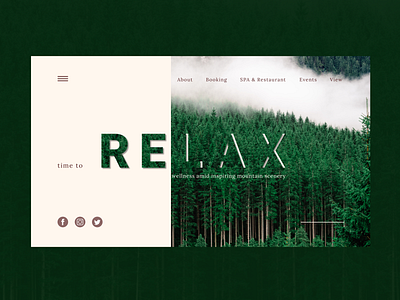 Hotel in the mountains design home page hotel spa ui ux