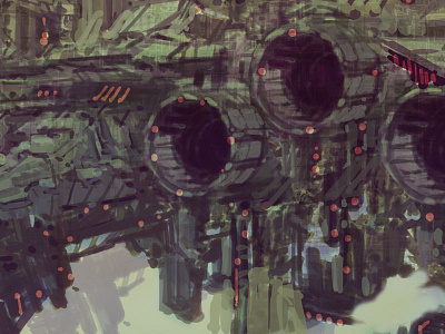 Close Up WIP SciFi Digital Painting conceptart factory floating photoshop scifi tech