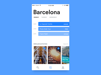 Trip Planner. WIP. app barcelona calendar ios iphone spain tourism travel trip