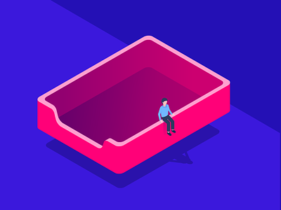 Inbox Zero. 3d email illustration inbox isometric mail message notification people person vector