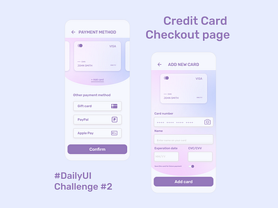 Credit card checkout page app dailyui design ui ux