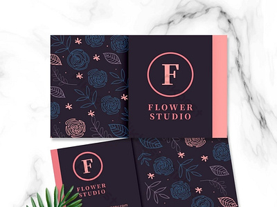 Business Card Pink Flowers branding business card design graphic design