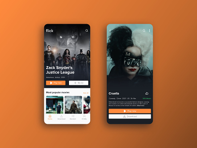 Flick v1.1 android app cinema concept design fil graphic design ios mobile movies ui ux