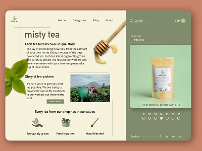 Misty tea landing page app branding design icon illustration logo ui ux vector