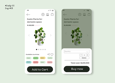 Daily UI #02 Purchasing exotic plants app illustration ui vector