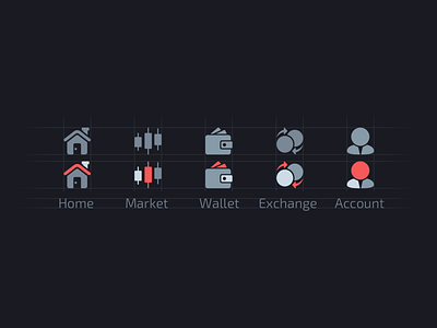 Icons for eWallet account exchange icon market trade ui wallet