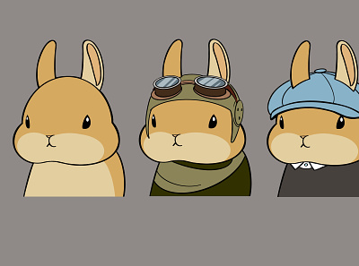 Brown bunny avatar character design icon illustration