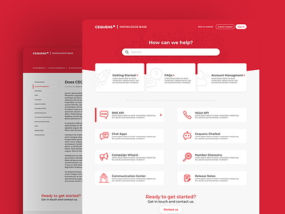 Cequens - Help Center Design design help center red ui ux web web design