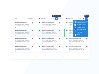 Bug listing - Dashboard UI