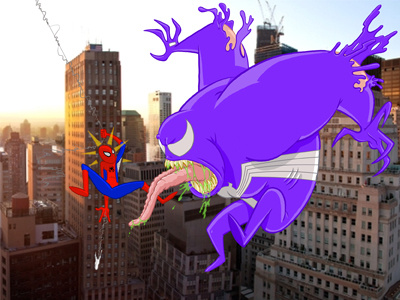 Venom vs. Spider-man character design illustration