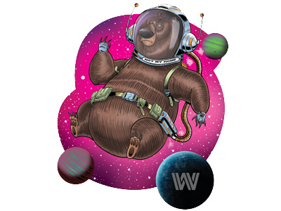 space bear character design drawing illustration