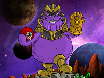 Thanos Grimace mashup!! avengers character design illustration mcdonalds