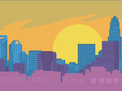 8 bit Charlotte Skyline 8 bit design illustration