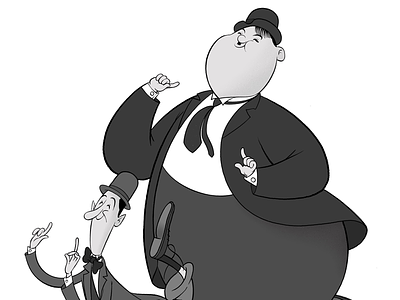 Laurel and Hardy caricature illustration