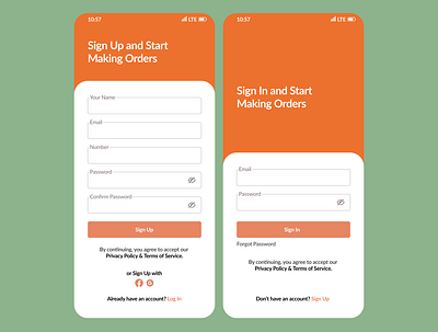 Sign Up Page app day001 design home mobile order register signin signup