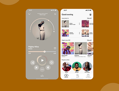Music Player artist mobile music pause play playlist shuffle song ui ux