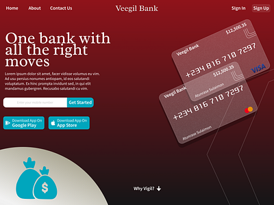 Banking Application Homepage app bank design homepage money ui ux