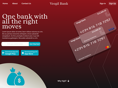 Banking Application Homepage