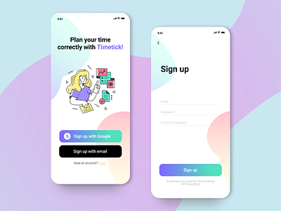 DailyUI #001 | Sign up page (Timetick) 001 challenge daily ui dailyui design dribbble sign in sign up sign up page ui vitik